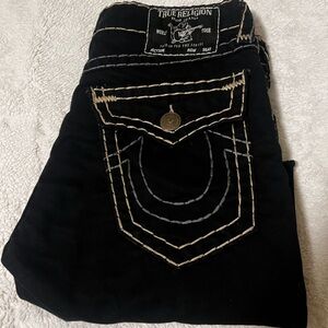 True Religion black jean shorts